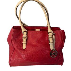 Michael Kors Pebbled Red Leather Medium Handbag Holiday Party Chic